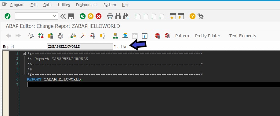 abap hello world editor