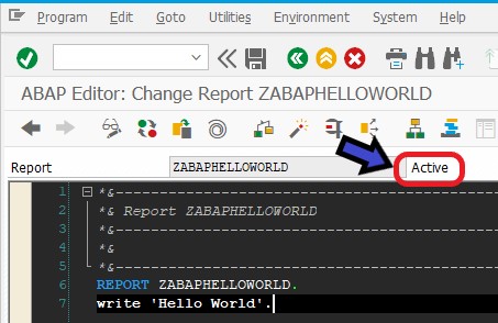abap hello world coding